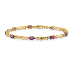 14k Diamond and Oval Ruby Bracelet