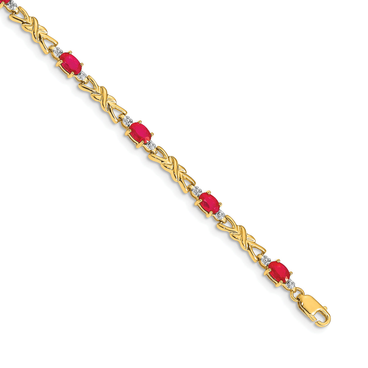 14k Diamond and Oval Ruby Bracelet