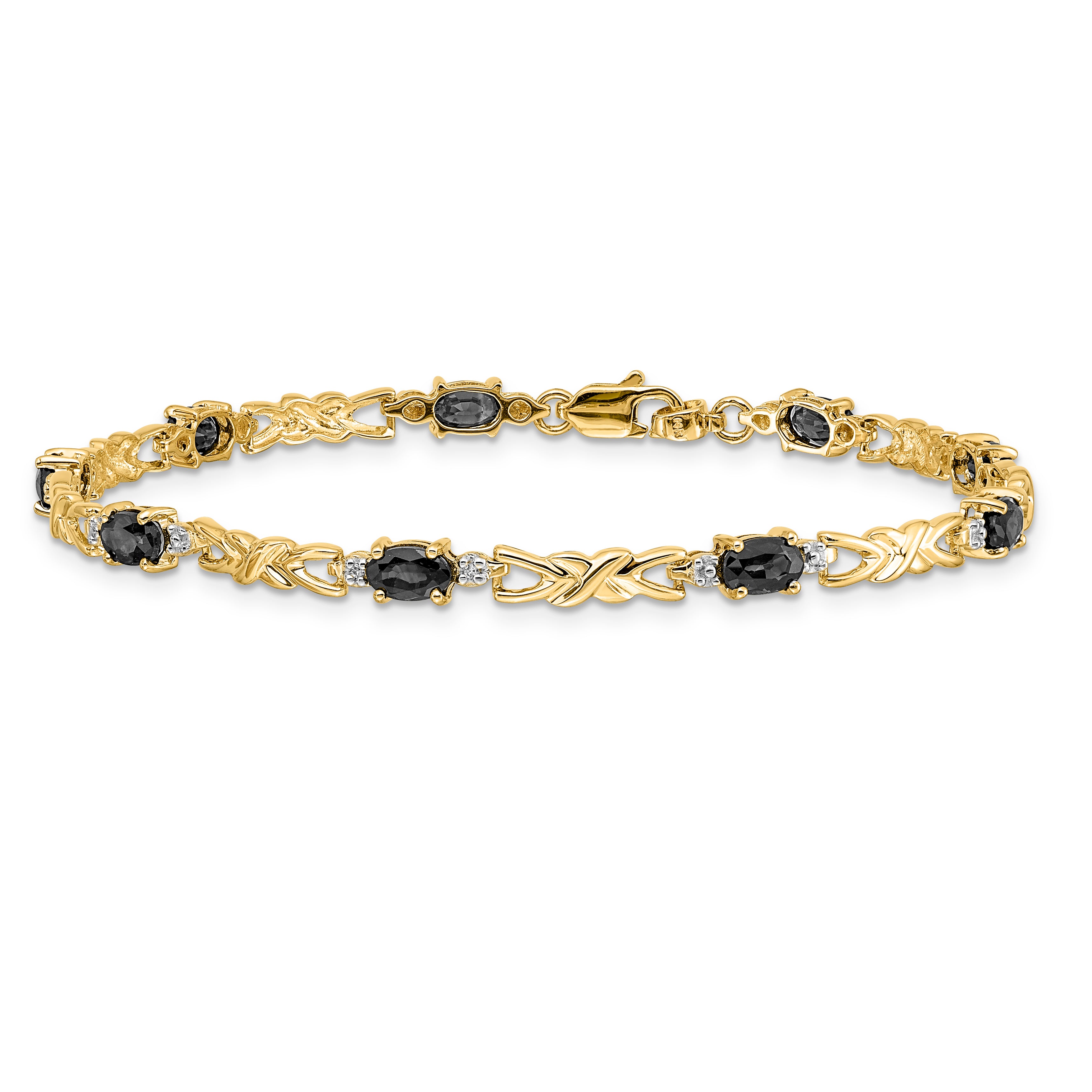 14k Diamond and Oval Sapphire Bracelet