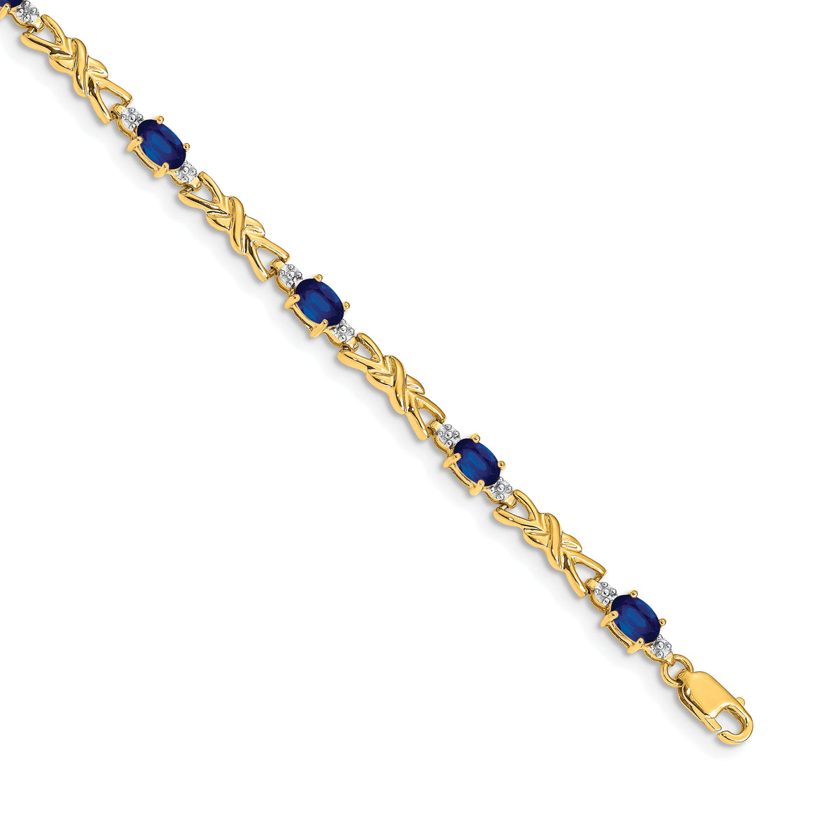 14k Diamond and Oval Sapphire Bracelet