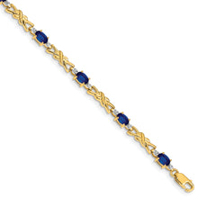 14k Diamond and Oval Sapphire Bracelet