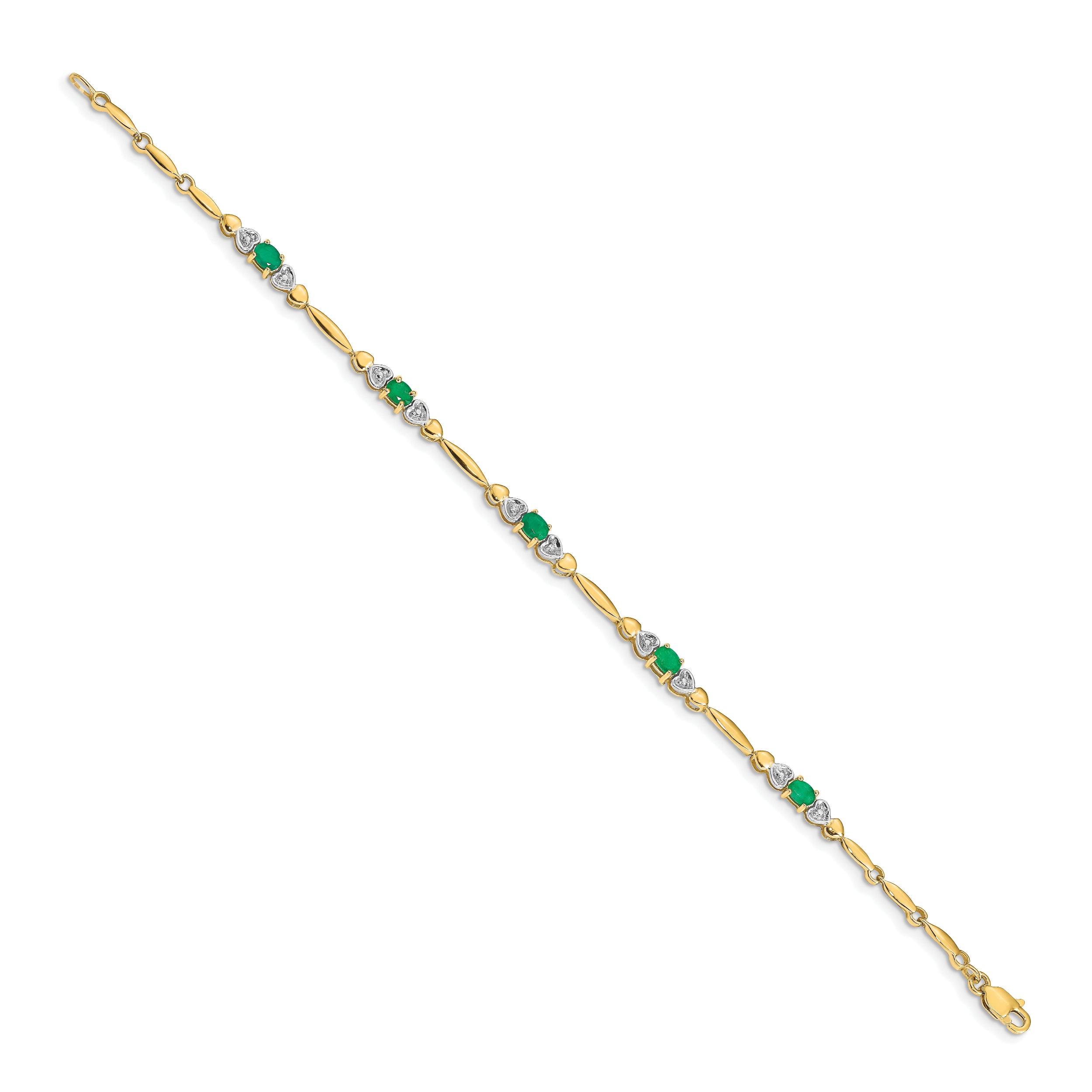 14k Diamond and Emerald Bracelet