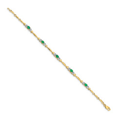 14k Diamond and Emerald Bracelet