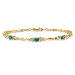 14k Diamond and Emerald Bracelet