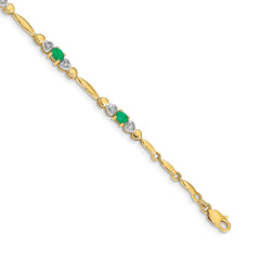 14k Diamond and Emerald Bracelet