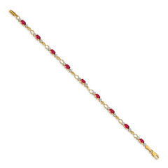 14k Completed Open-Link Diamond/Ruby Bracelet