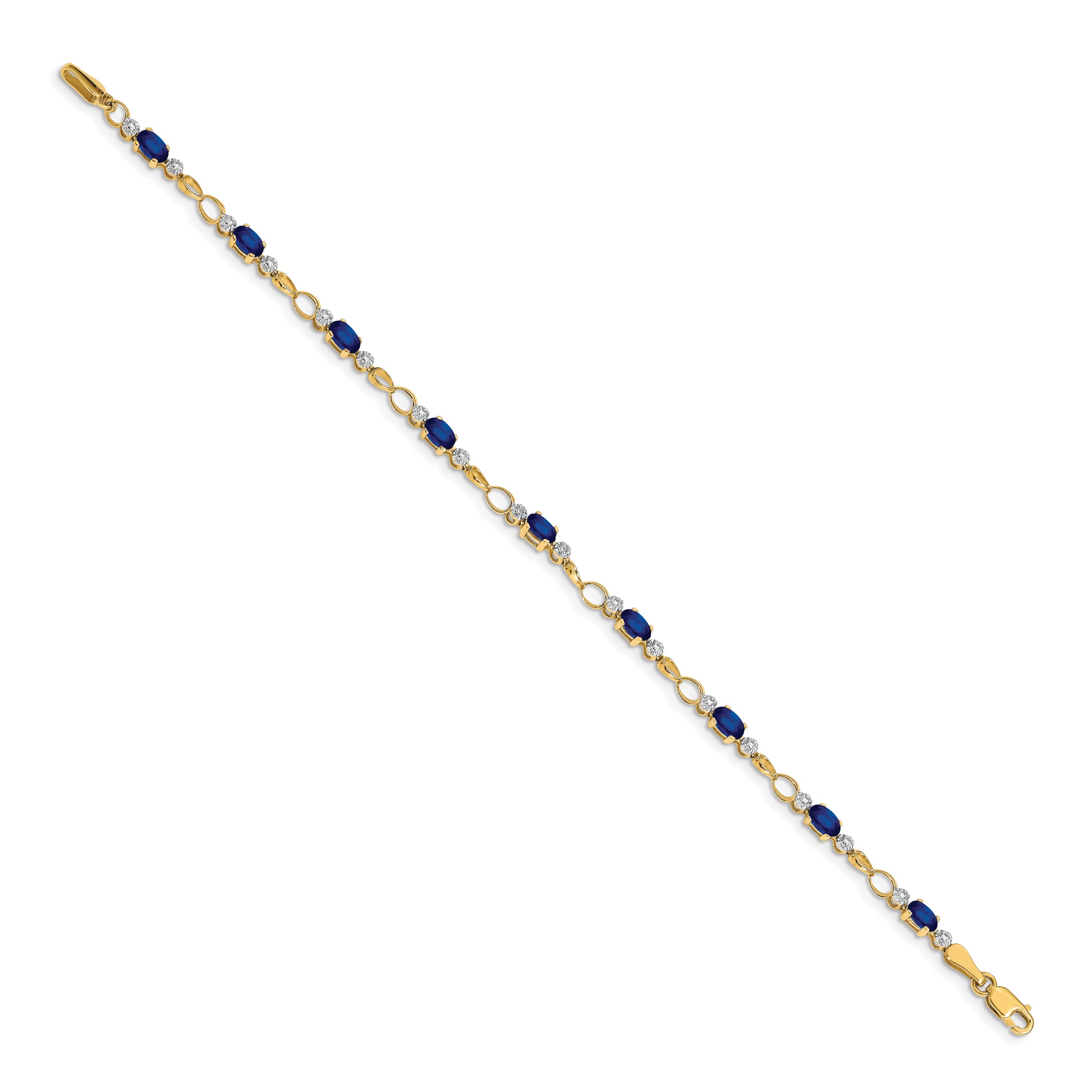 14k Completed Open-Link Diamond/Sapphire Bracelet