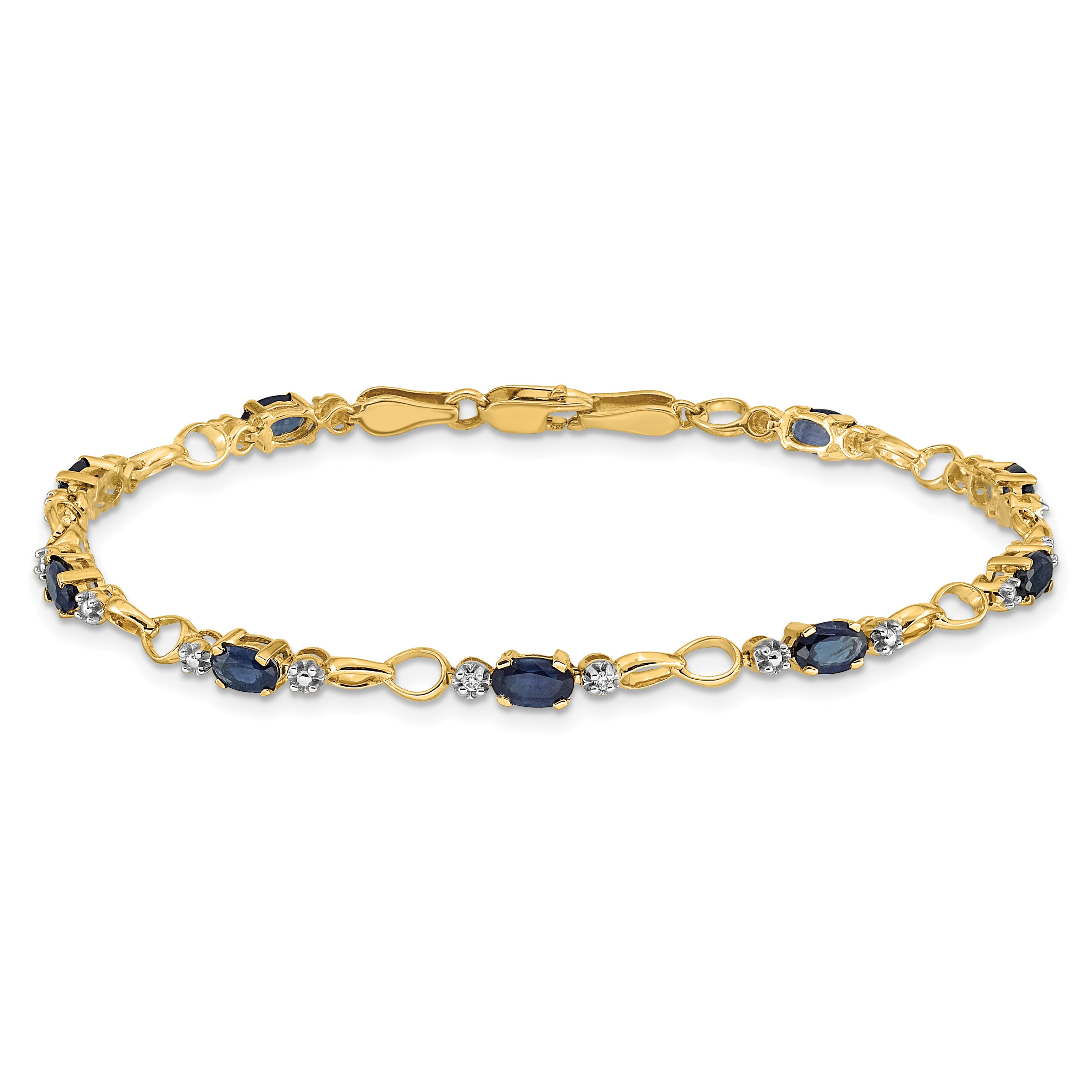 14k Completed Open-Link Diamond/Sapphire Bracelet