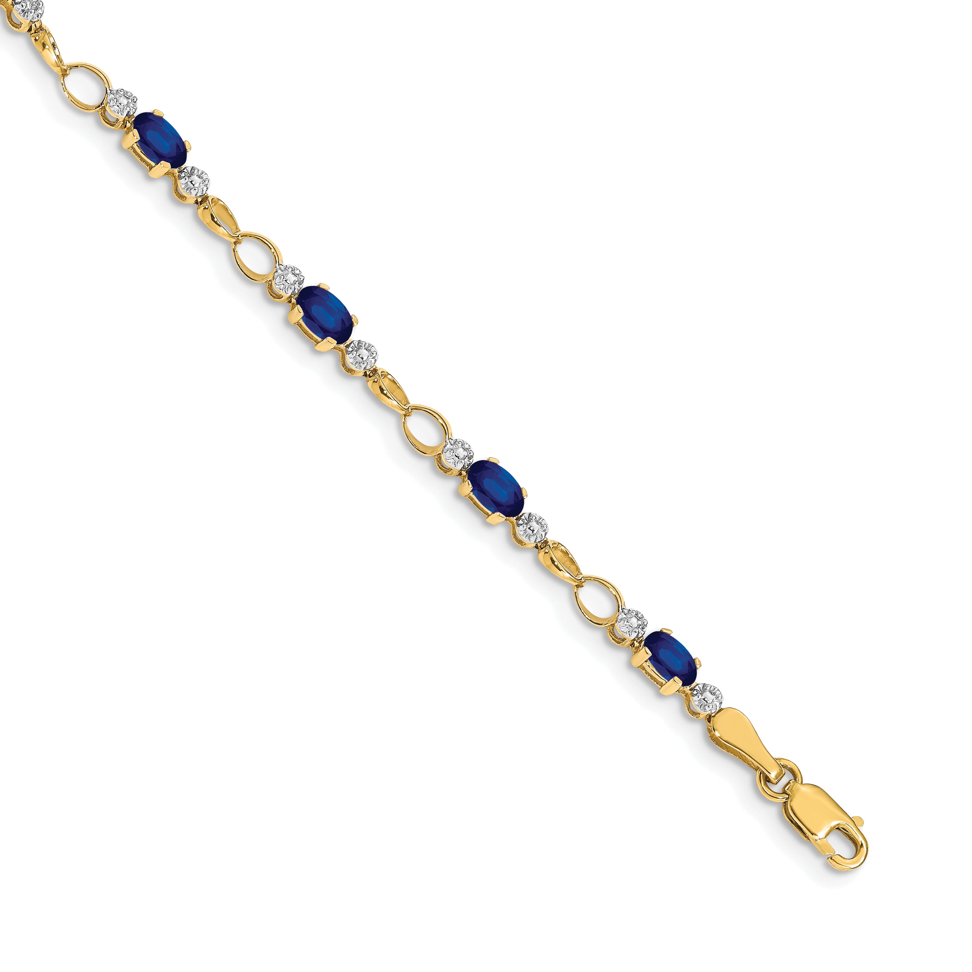 14k Completed Open-Link Diamond/Sapphire Bracelet