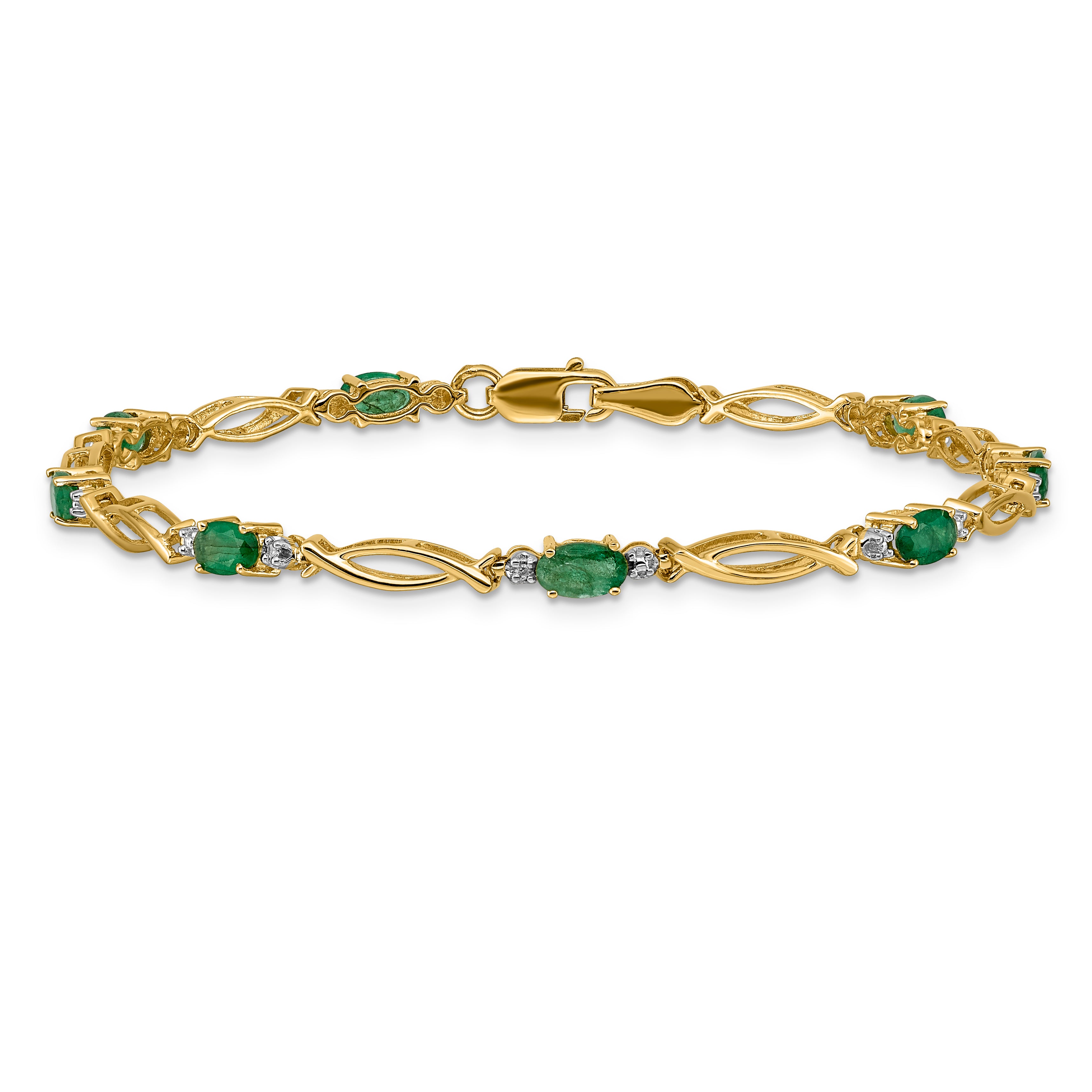 14k Diamond and Emerald Bracelet