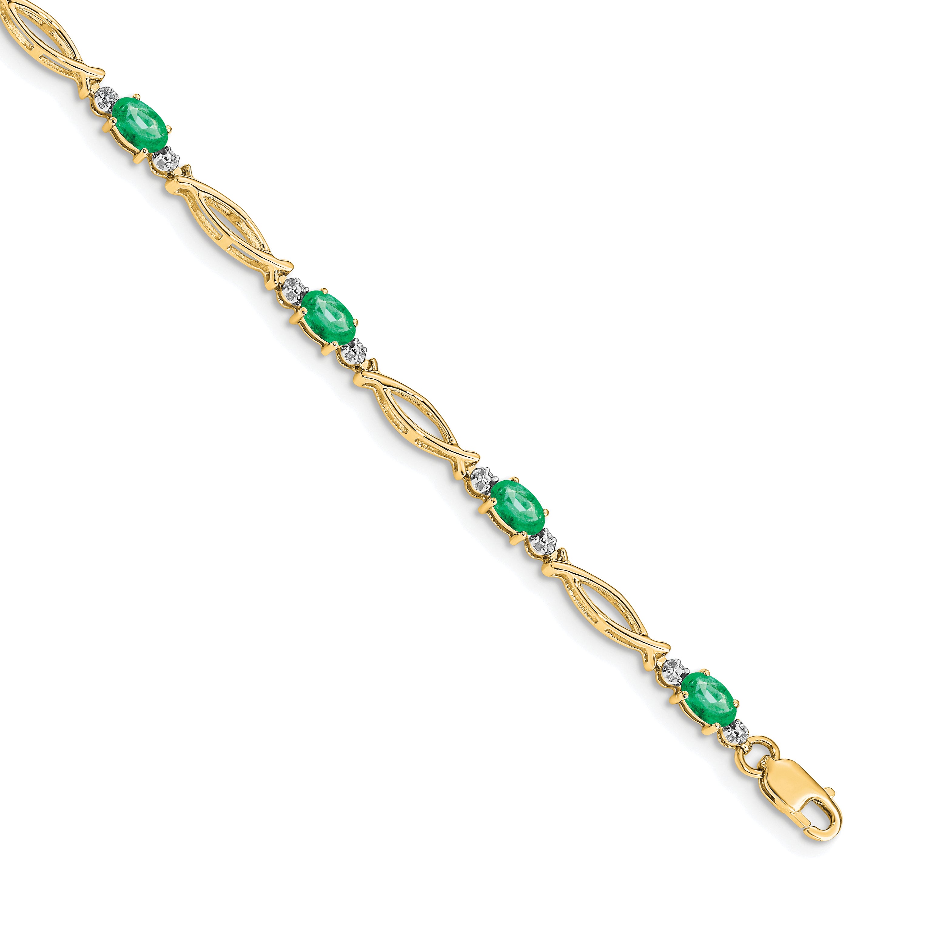 14k Diamond and Emerald Bracelet