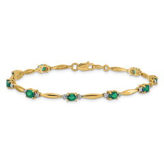 10k Diamond and Oval Emerald Bracelet