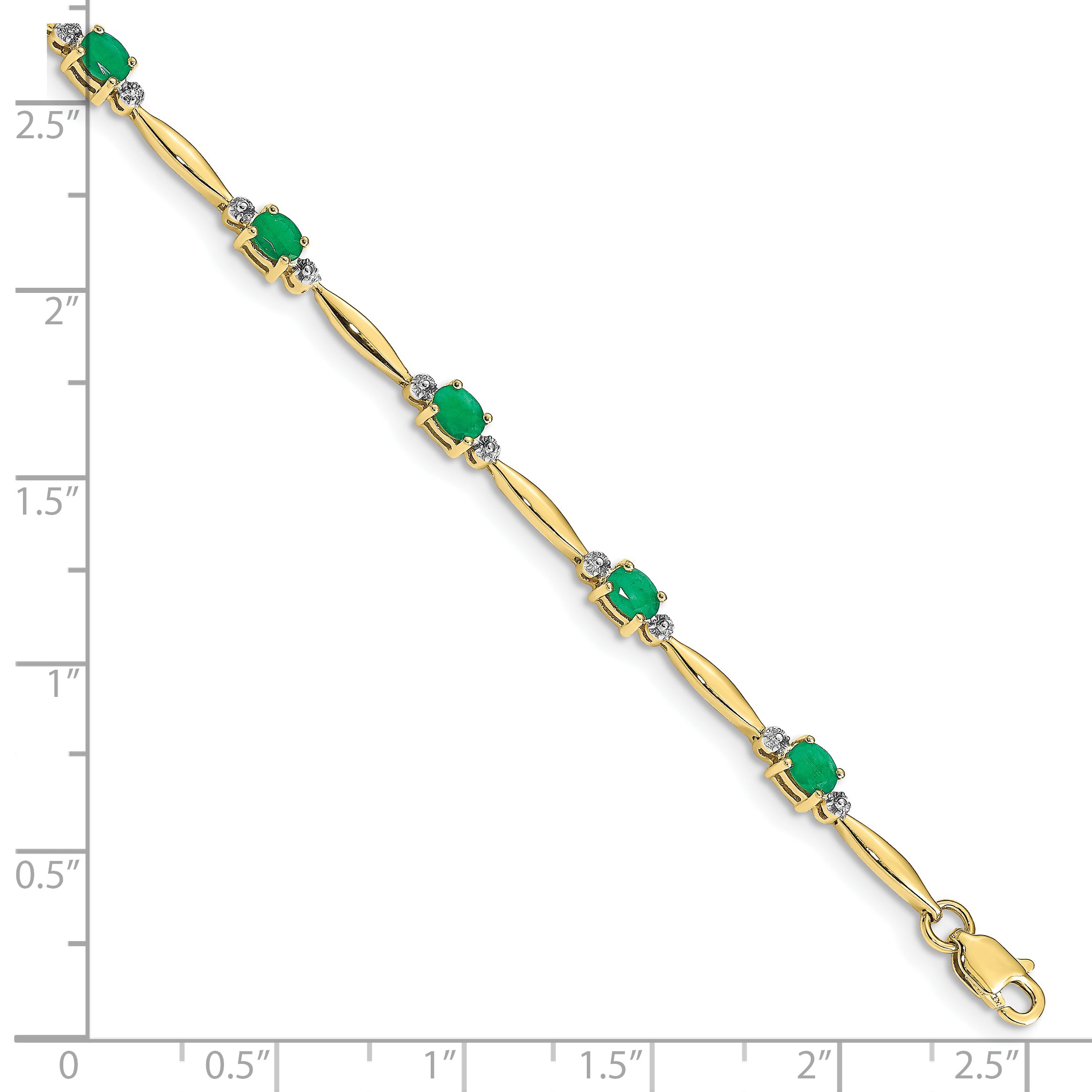 10k Diamond and Oval Emerald Bracelet