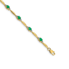 10k Diamond and Oval Emerald Bracelet