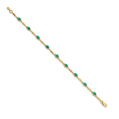 14k Diamond and Oval Emerald Bracelet