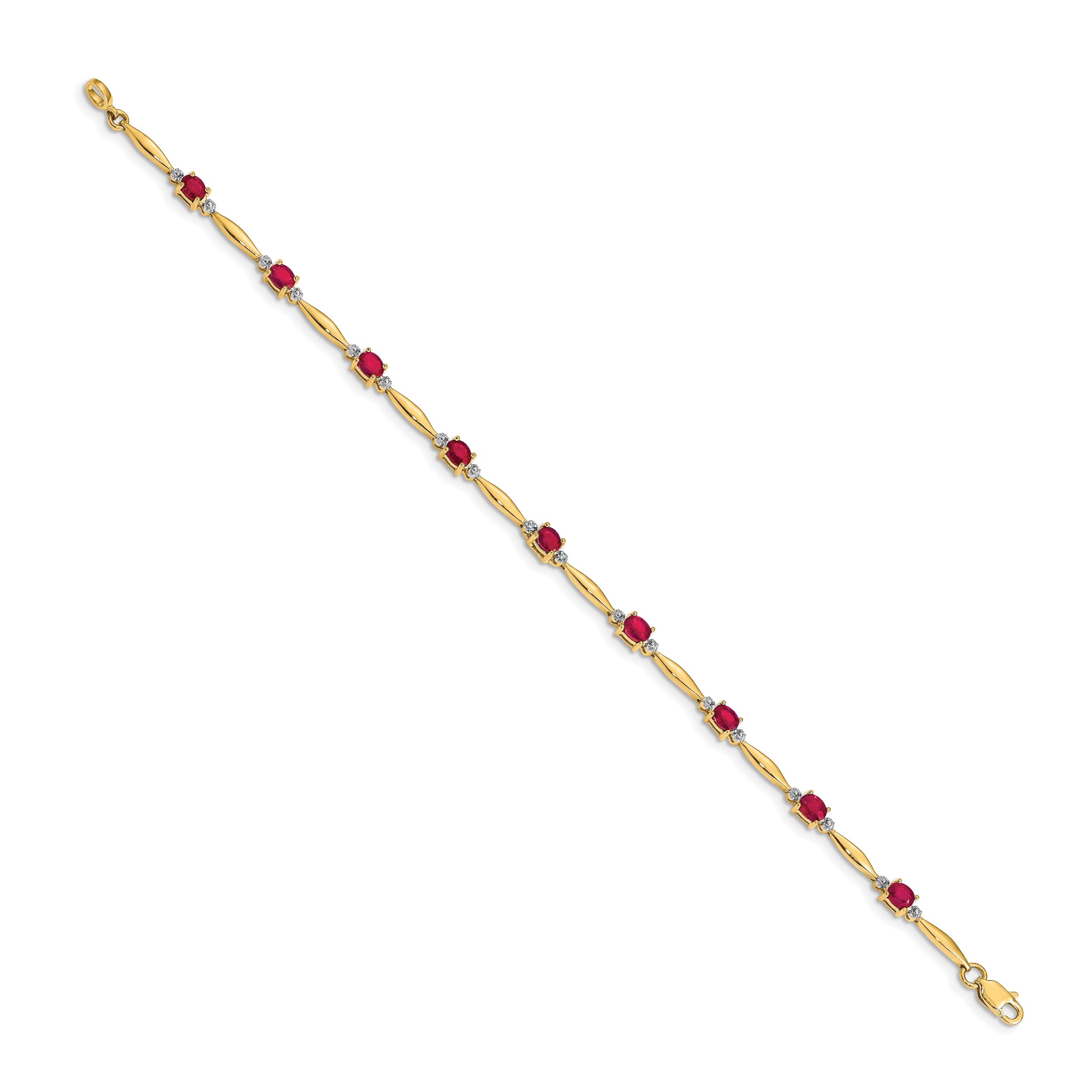 14k Diamond and Oval Ruby Bracelet