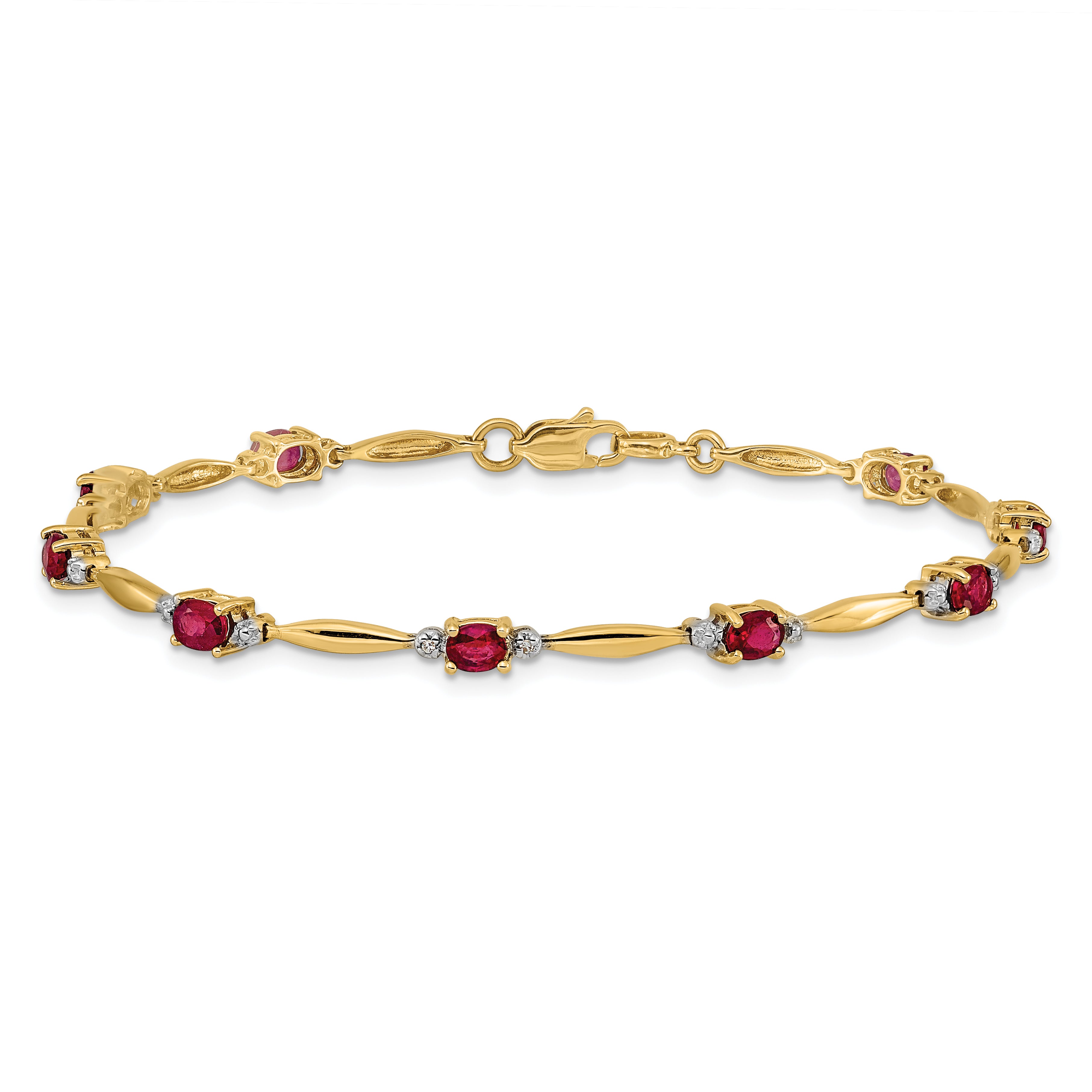 14k Diamond and Oval Ruby Bracelet