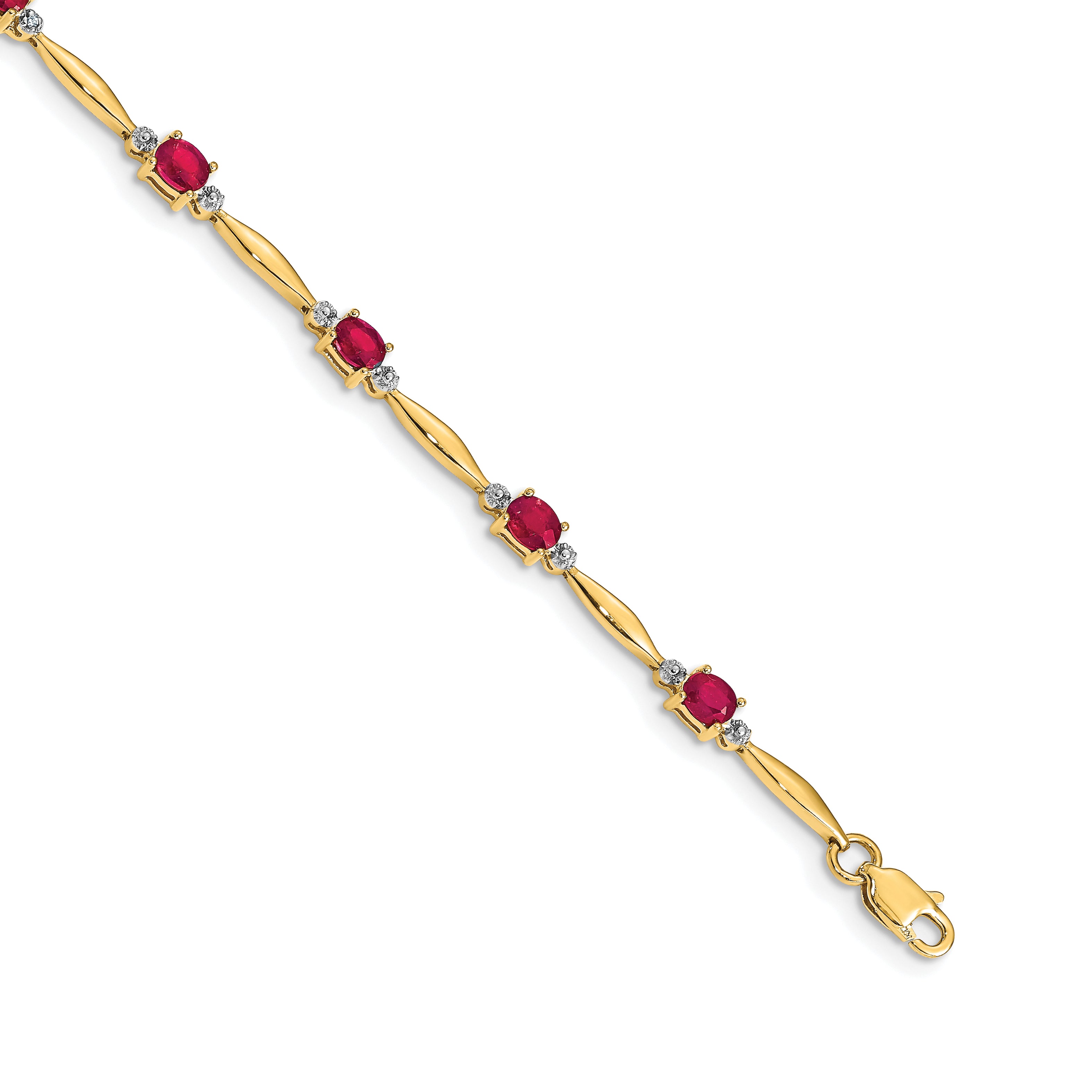 14k Diamond and Oval Ruby Bracelet