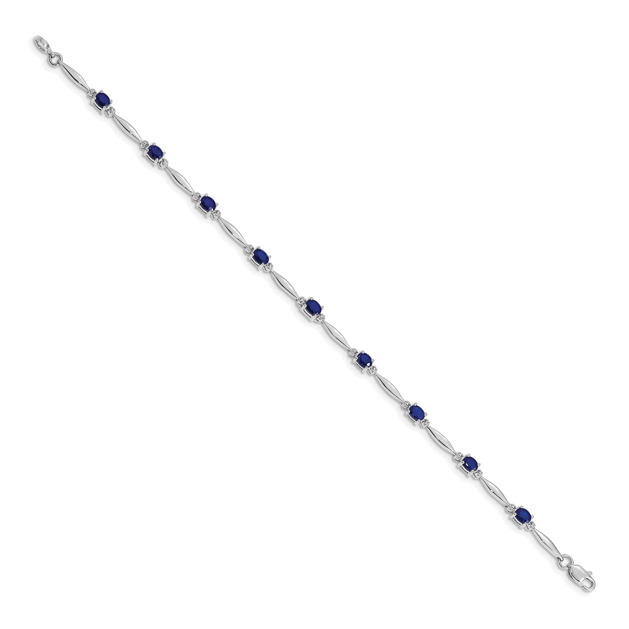 10k White Gold Diamond and Sapphire Bracelet