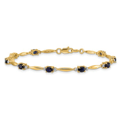 10k Diamond and Oval Sapphire Bracelet