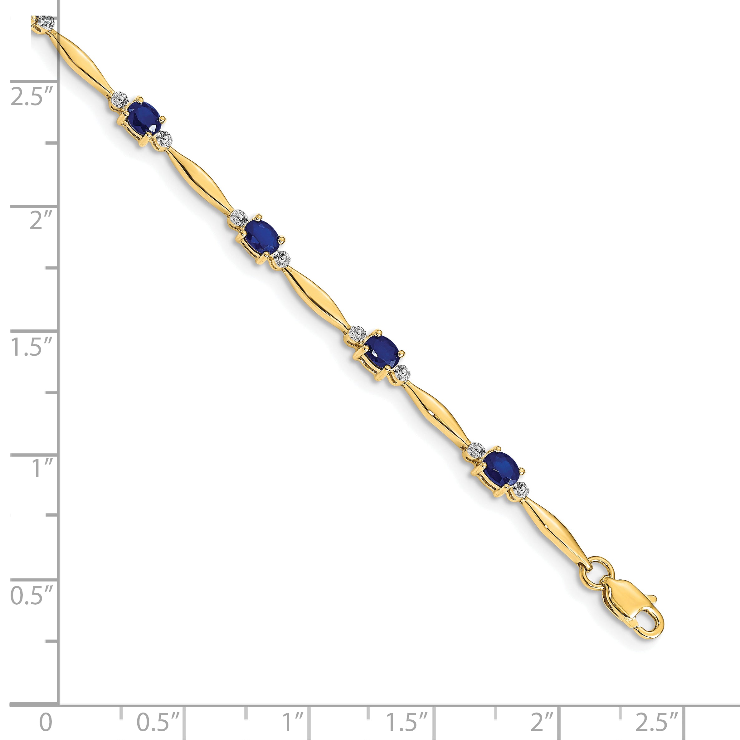 10k Diamond and Oval Sapphire Bracelet