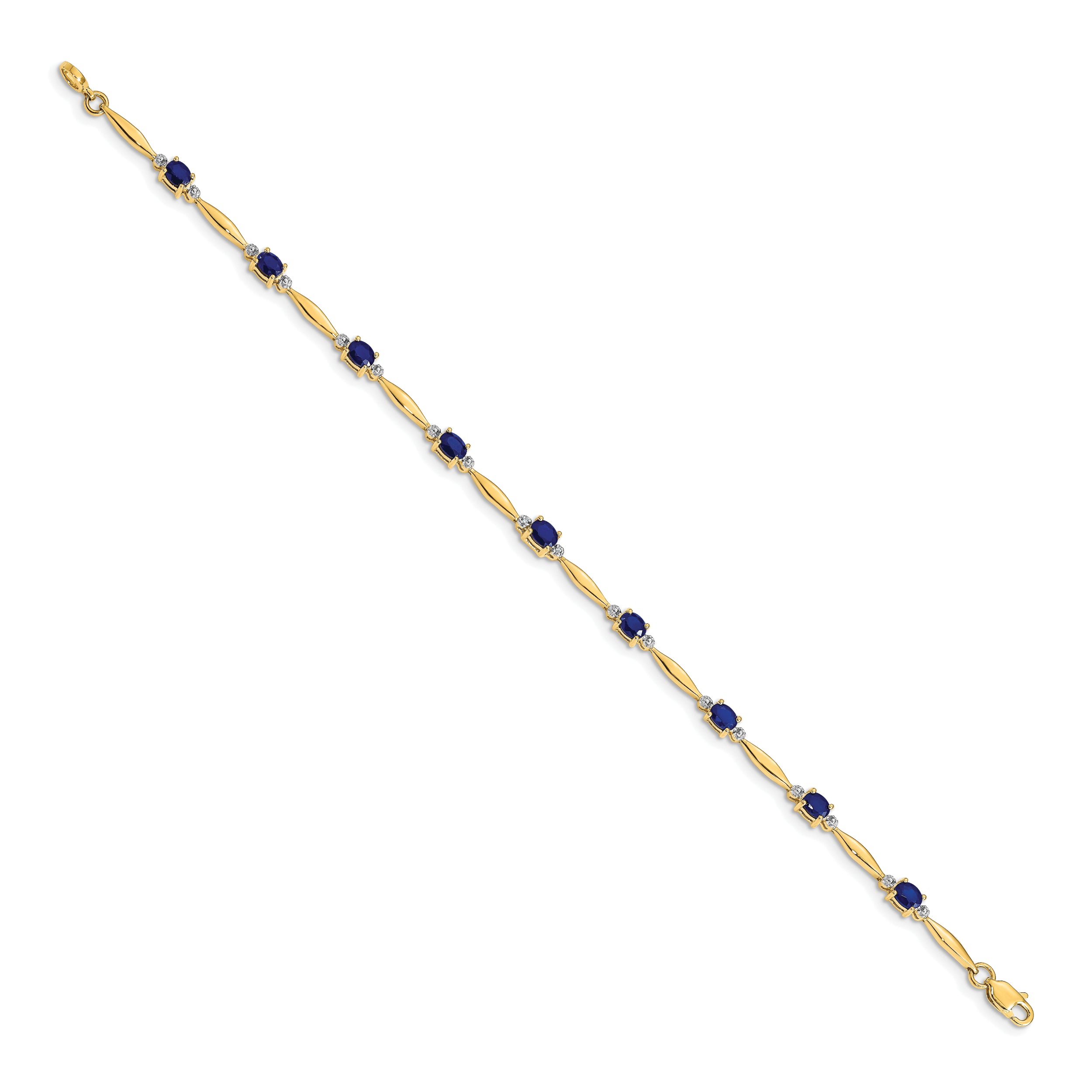 14k Diamond and Oval Sapphire Bracelet