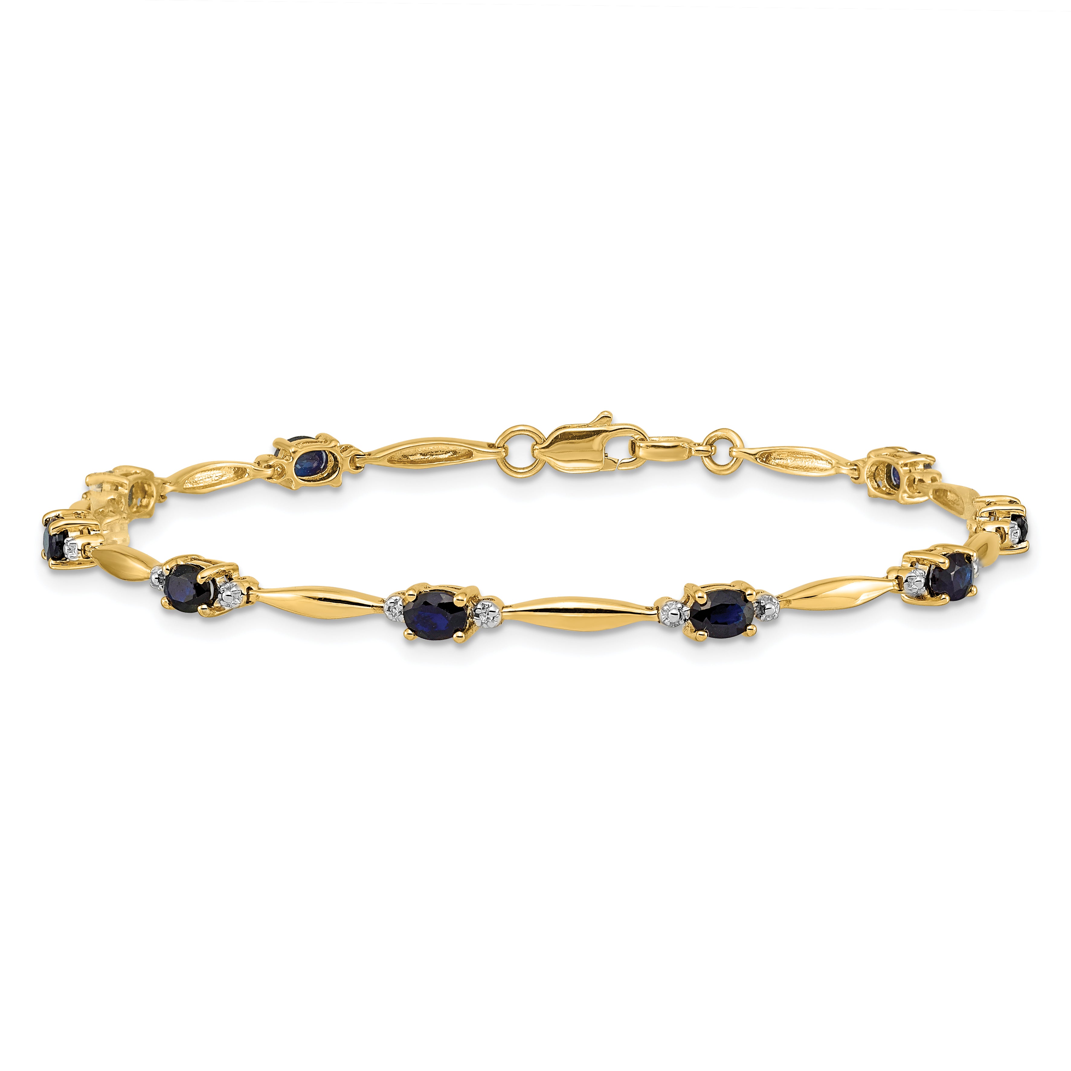 14k Diamond and Oval Sapphire Bracelet