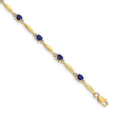 14k Diamond and Oval Sapphire Bracelet