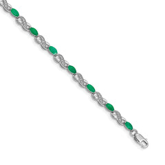 14k White Gold Diamond and Emerald Infinity Bracelet