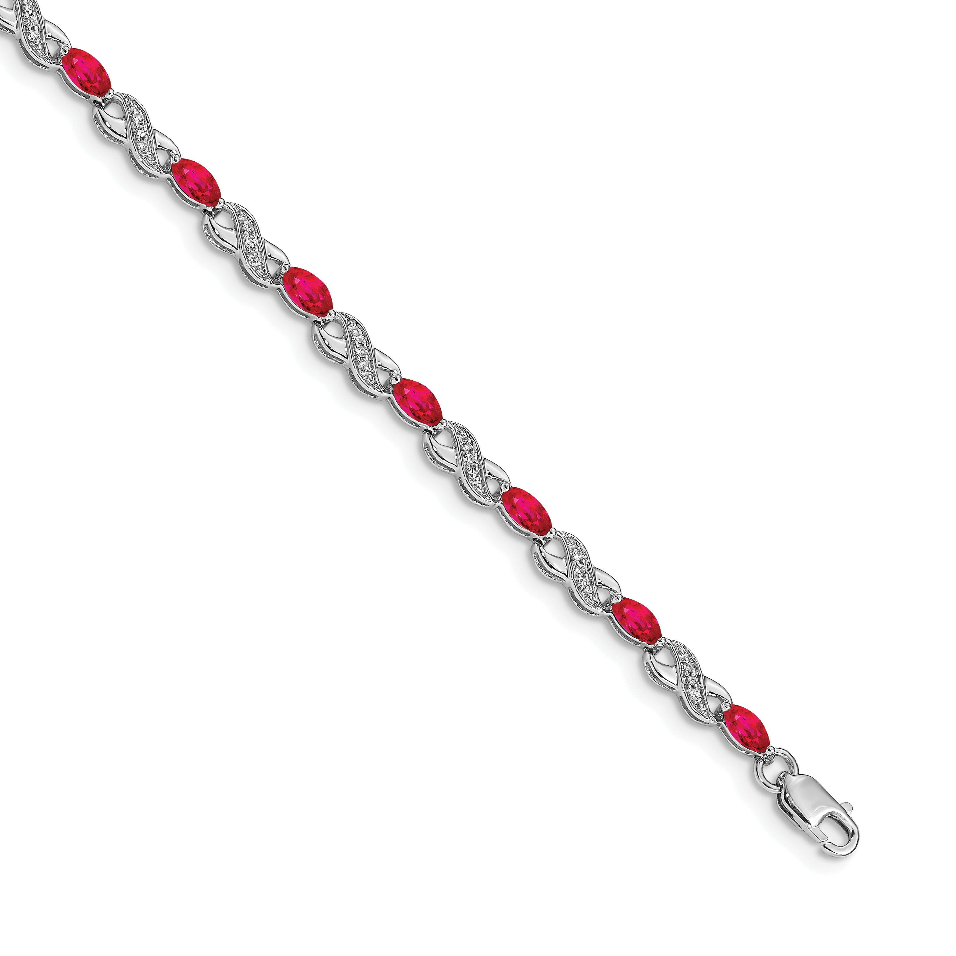 14k White Gold Diamond and Ruby Infinity Bracelet