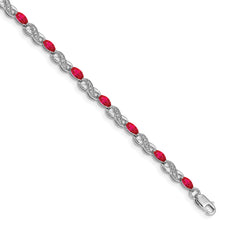 14k White Gold Diamond and Ruby Infinity Bracelet