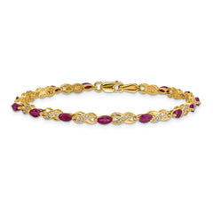 14k Diamond and Ruby Infinity Bracelet