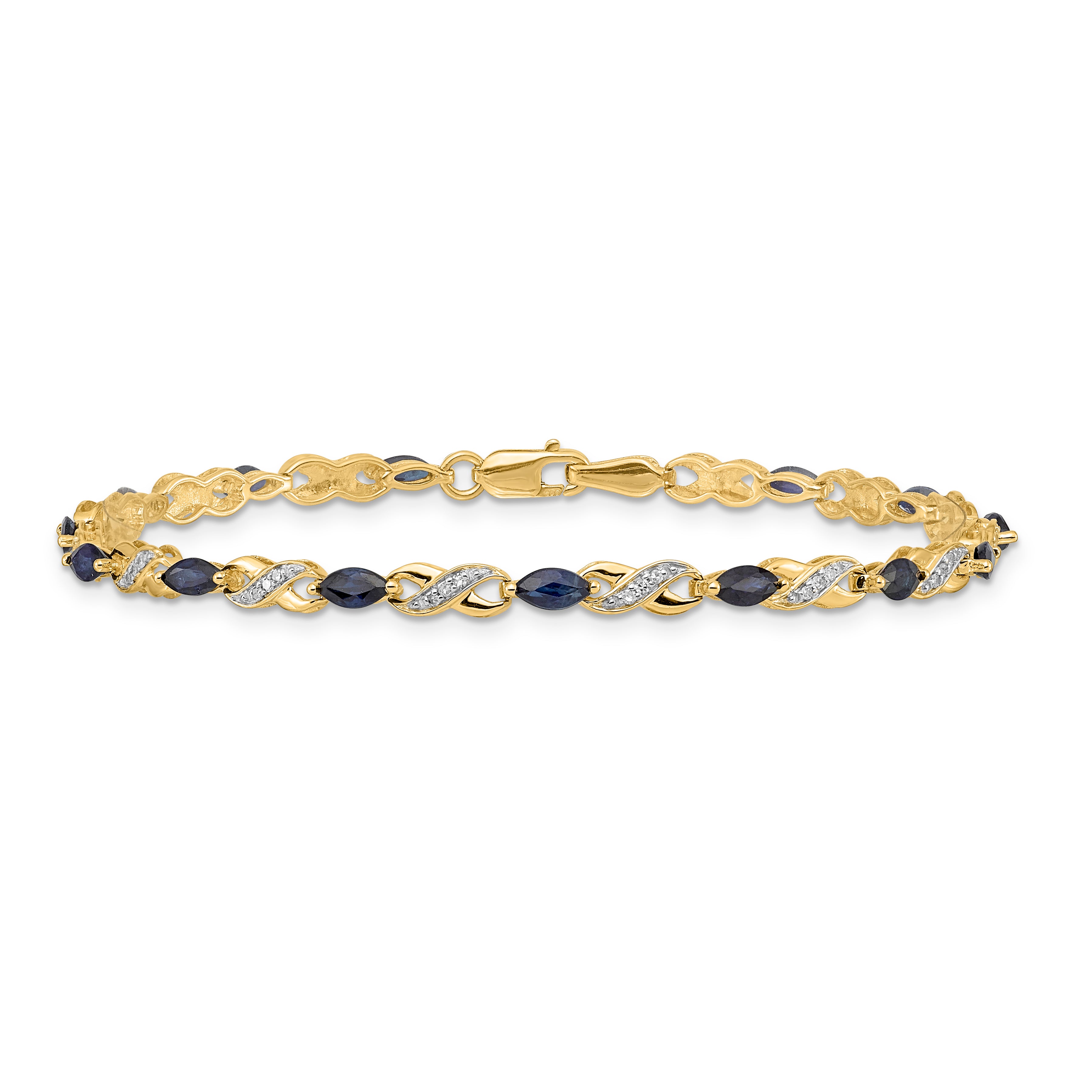 14k Diamond and Sapphire Infinity Bracelet