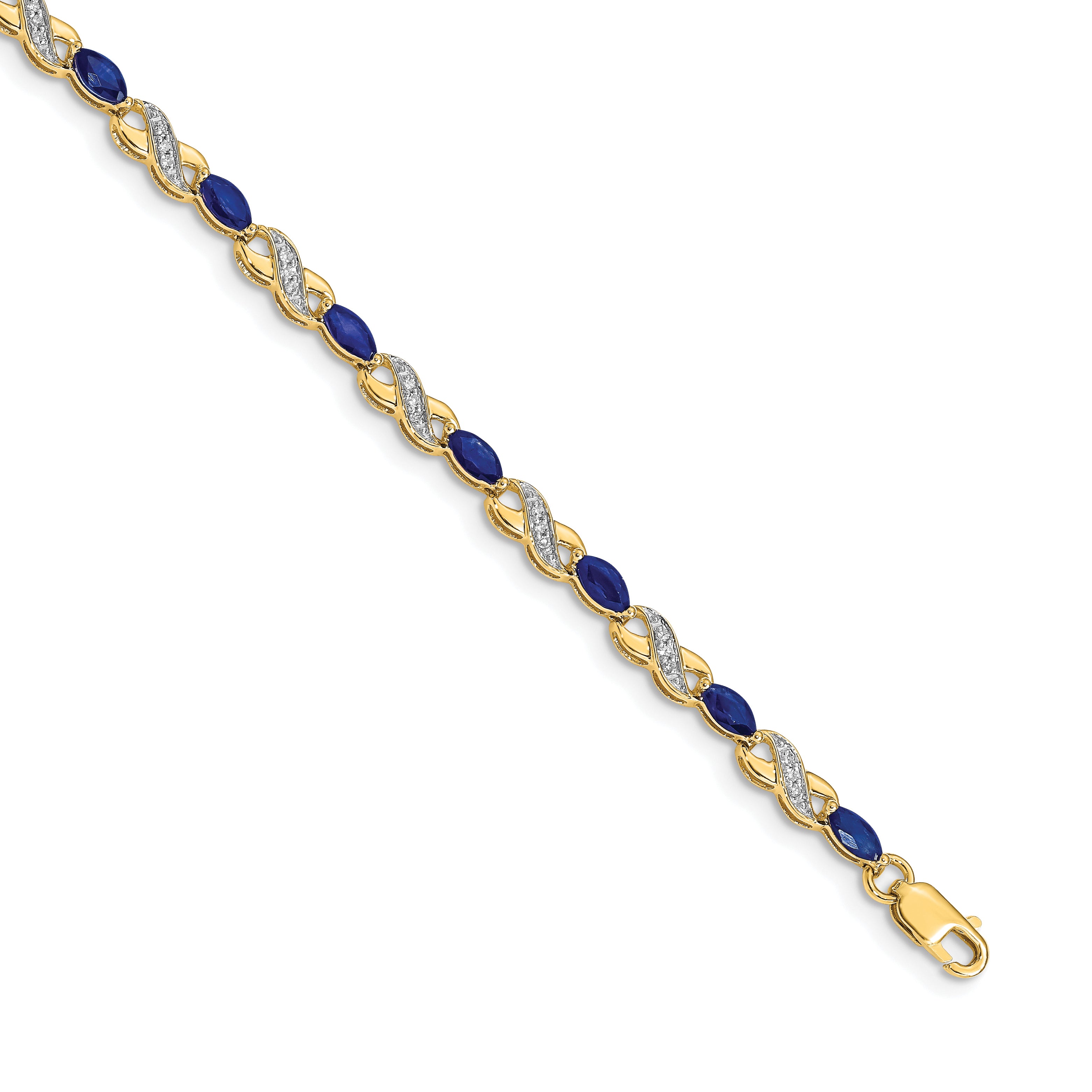 14k Diamond and Sapphire Infinity Bracelet