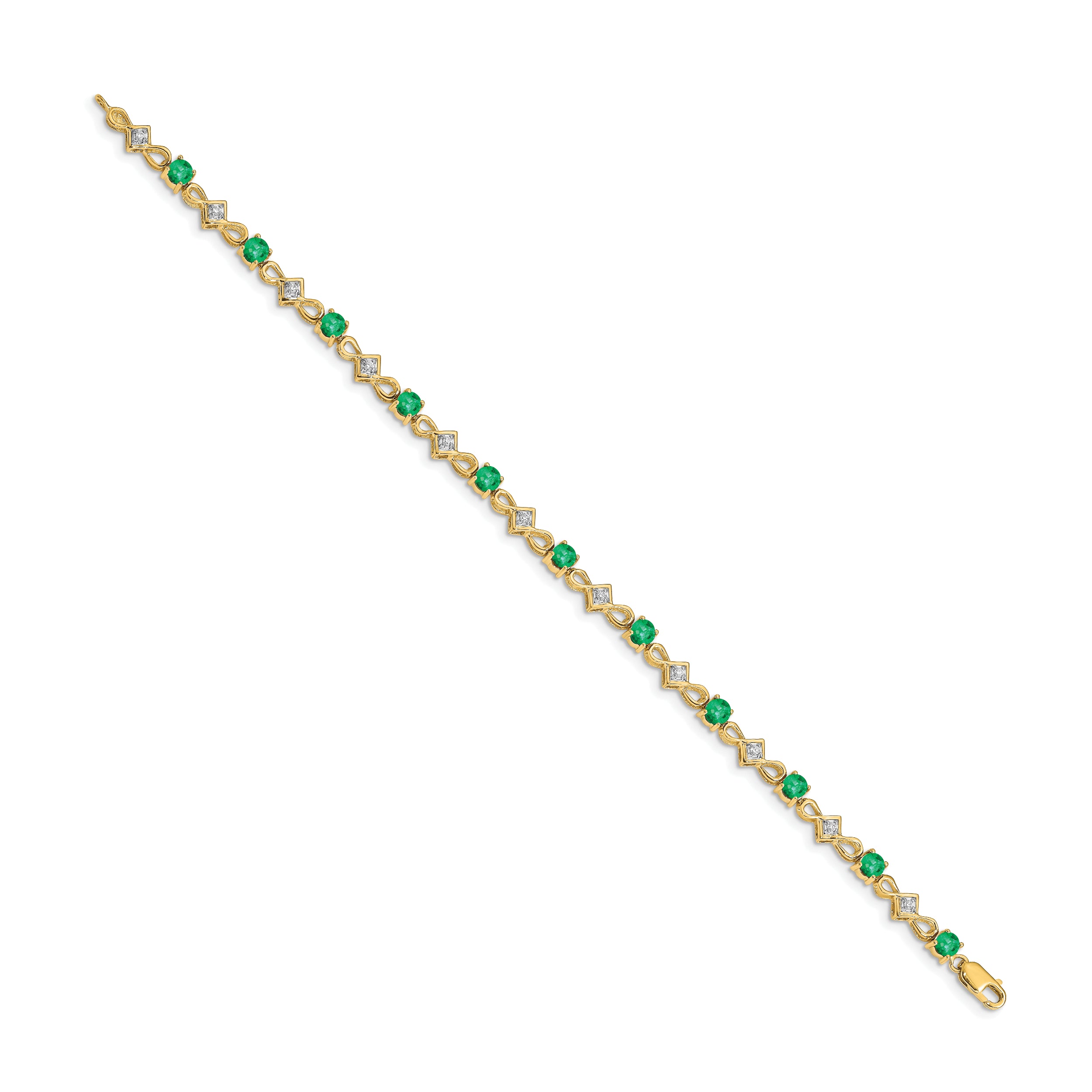 14k Diamond and Emerald Bracelet