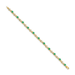 14k Diamond and Emerald Bracelet