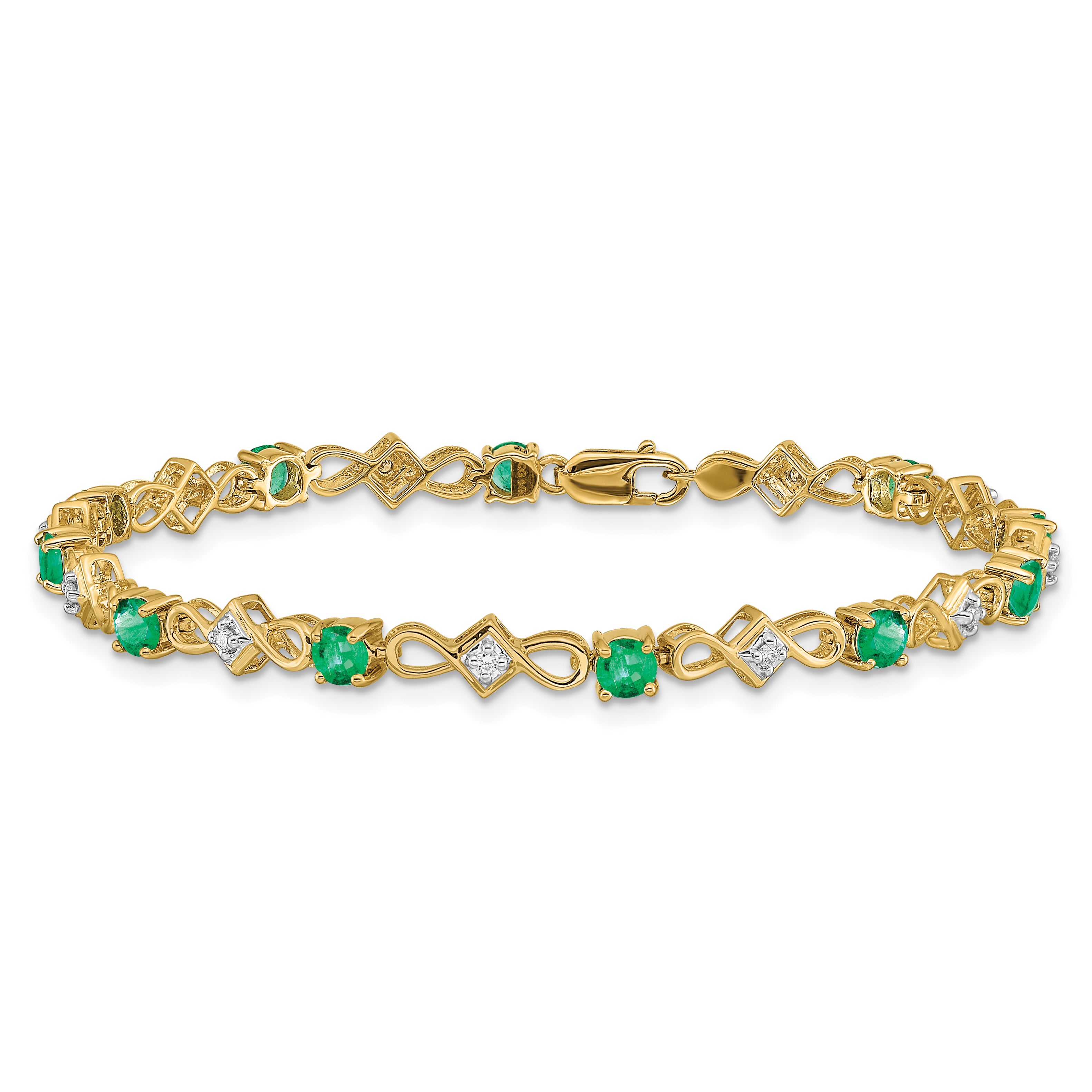 14k Diamond and Emerald Bracelet