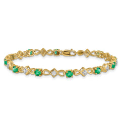 14k Diamond and Emerald Bracelet