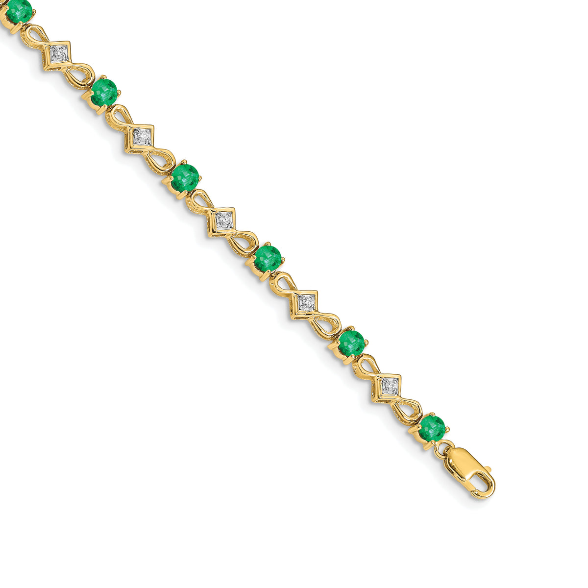 14k Diamond and Emerald Bracelet