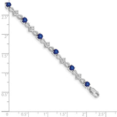 10k White Gold Diamond and Sapphire Bracelet