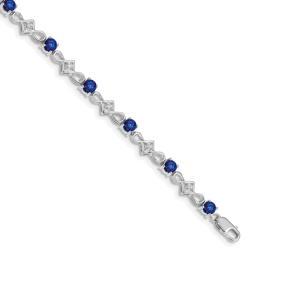 10k White Gold Diamond and Sapphire Bracelet