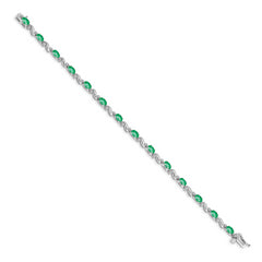 10k White Gold Diamond and Emerald Bracelet