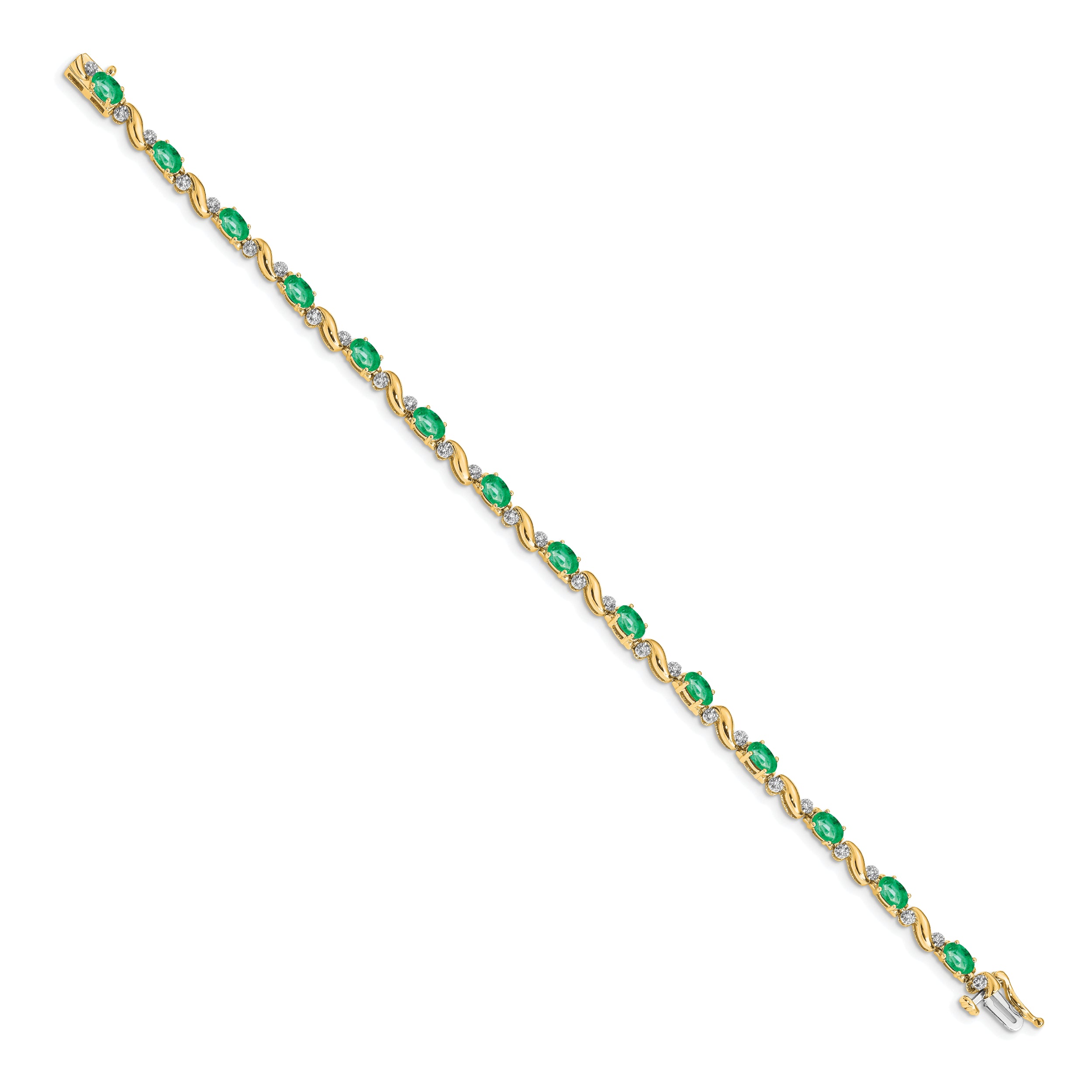 14k Diamond and Emerald Bracelet