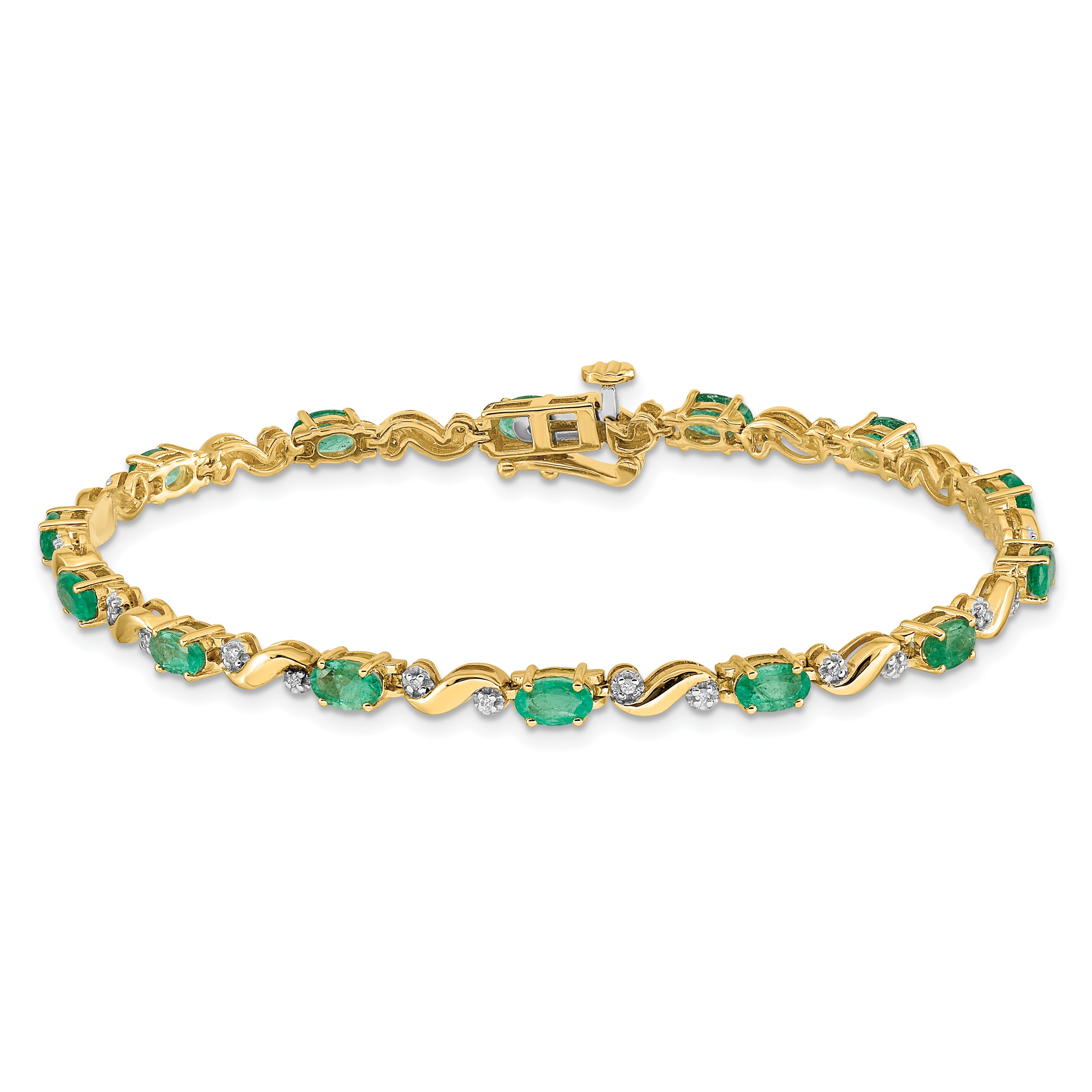 14k Diamond and Emerald Bracelet