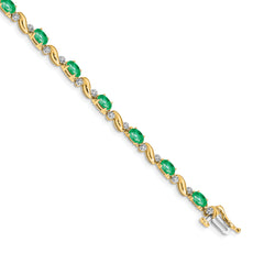 14k Diamond and Emerald Bracelet