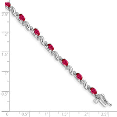 10k White Gold Diamond and Ruby Bracelet