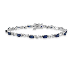 10k White Gold Diamond and Sapphire Bracelet