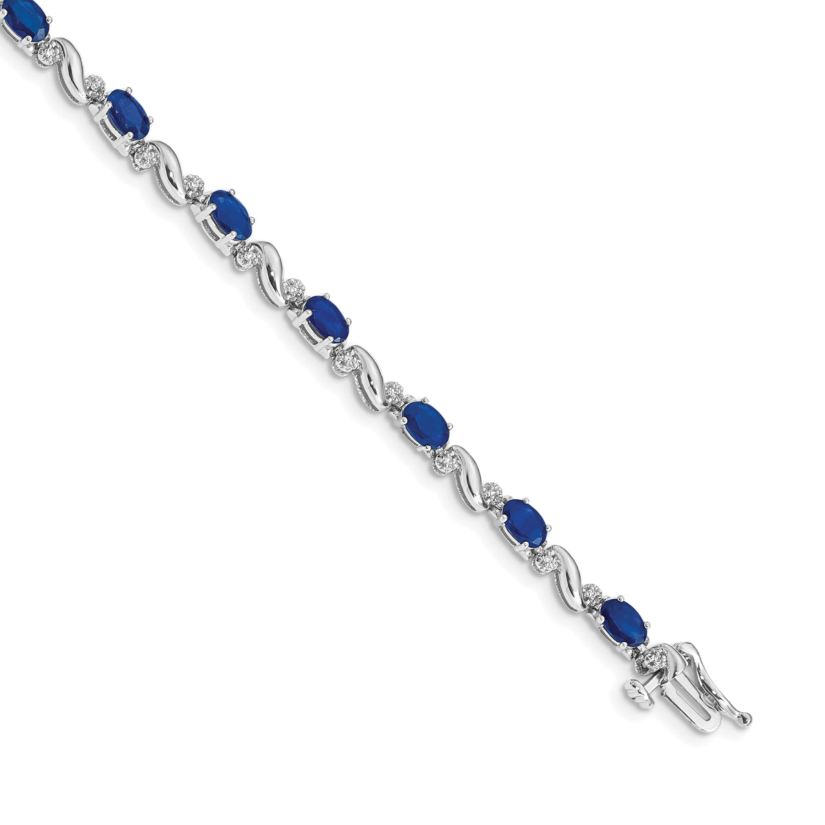 10k White Gold Diamond and Sapphire Bracelet