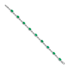 14k White Gold Diamond and Emerald Bracelet