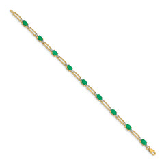 10k Diamond and Oval Emerald Bracelet